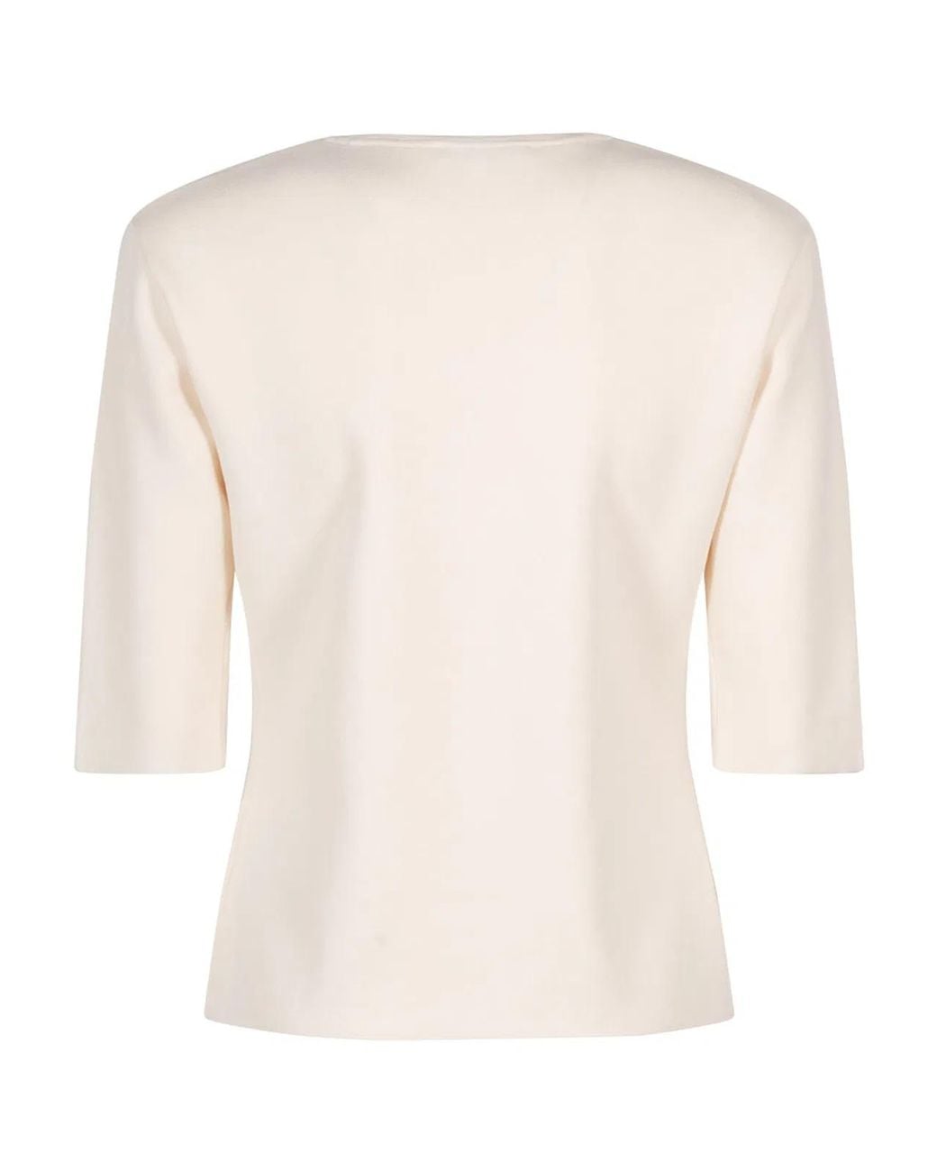 Max Mara White Knitted Jersey Short-Sleeved Top