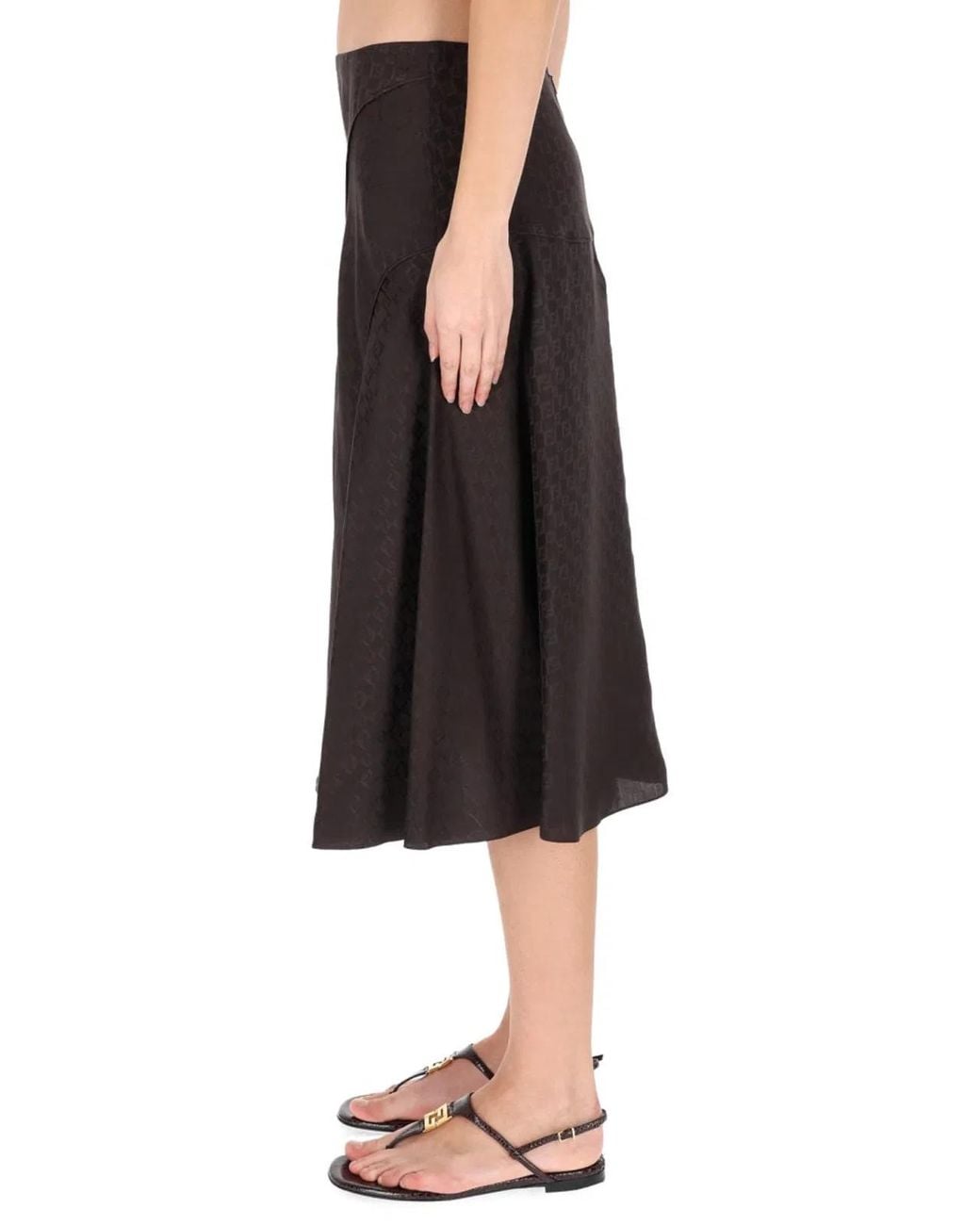 Fendi Brown Skirt Ff Silk