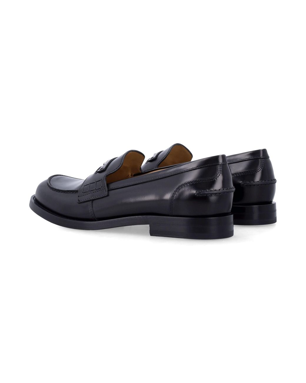 Fendi Black Ateneo Leather Loafers for men