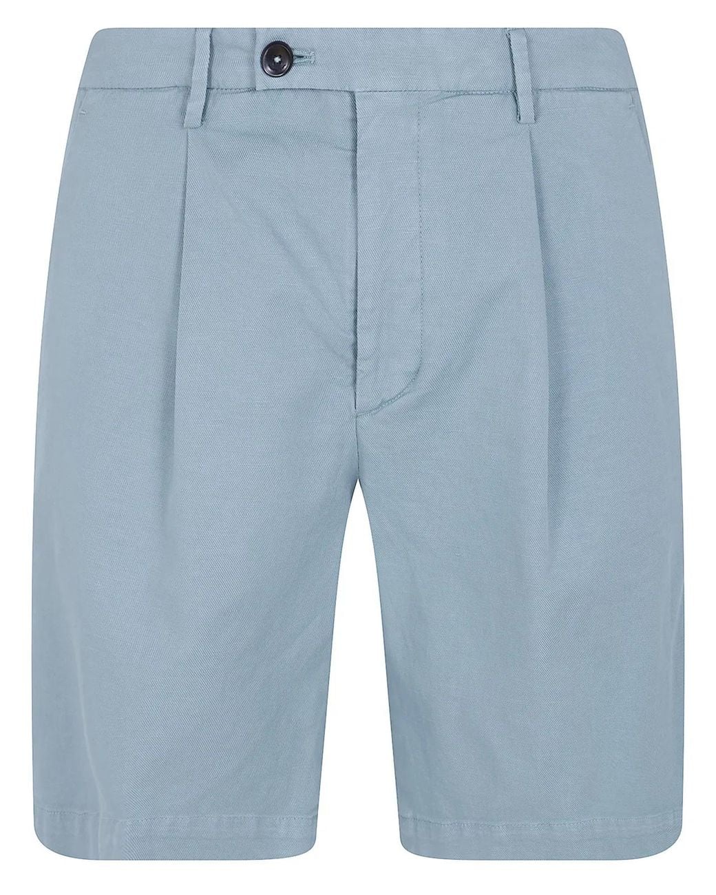 Michael Coal Blue Cotton & Linen Bermuda Trousers for men