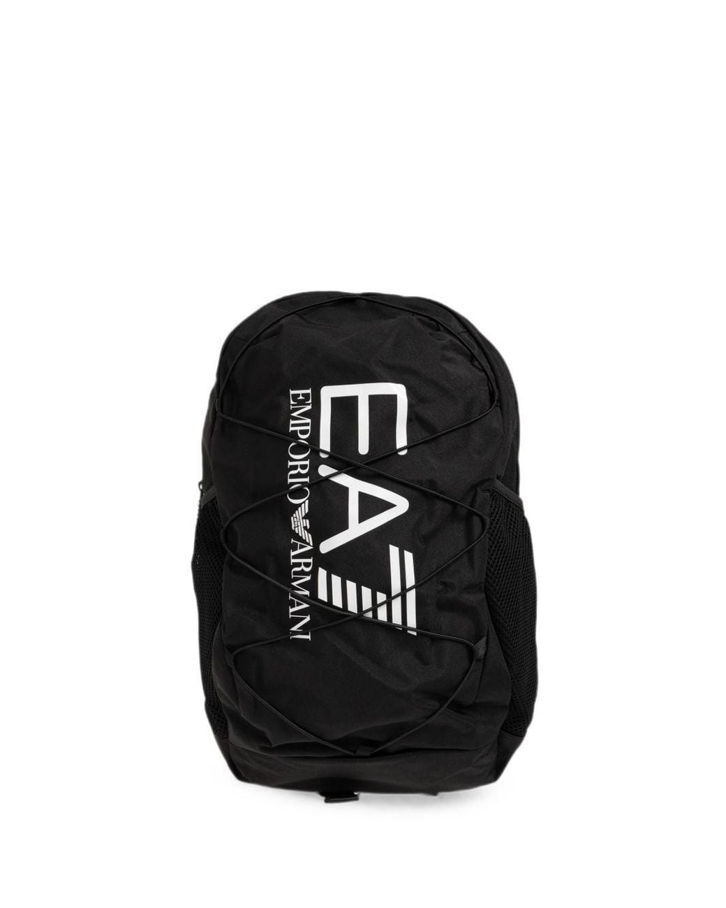 EA7 Black Logo Backpack for men