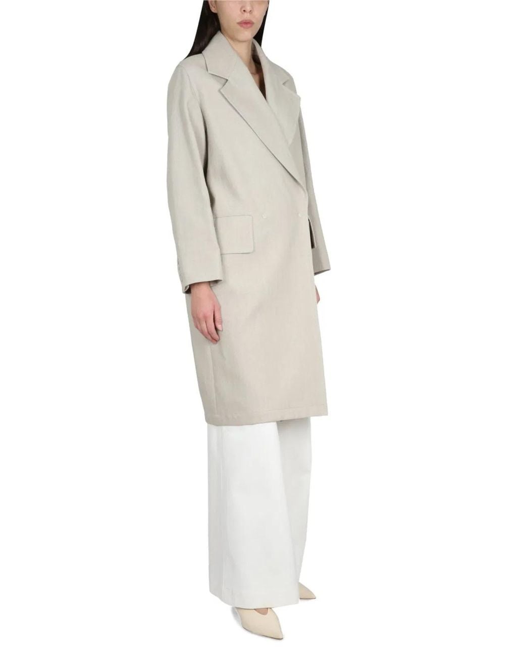 Max Mara White Linen And Jersey Duster