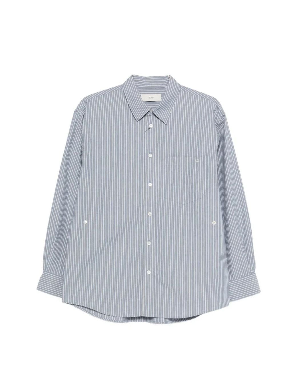 DUNST Gray Striped Cotton Shirt