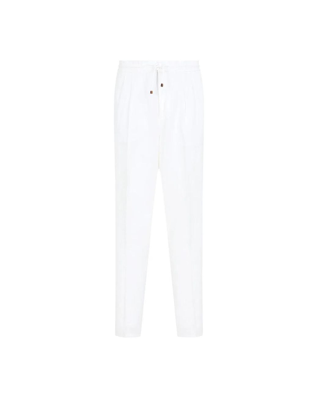 Brunello Cucinelli White Leisure Fit Trousers for men