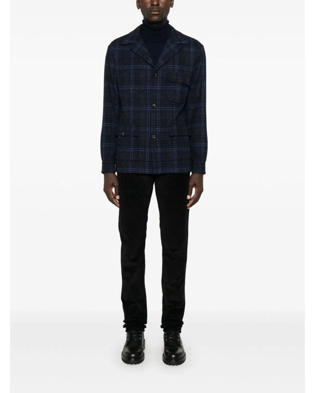 Finamore 1925 Blue Wool Single-Breasted Jacket for men