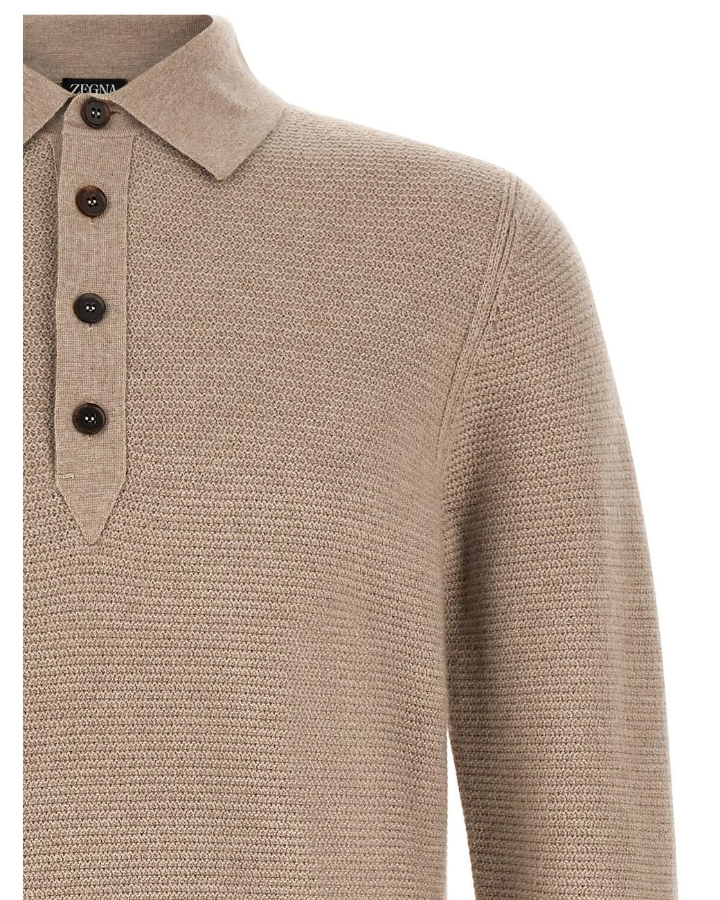 Zegna Natural Polo Shirt Oasi Cashmere for men