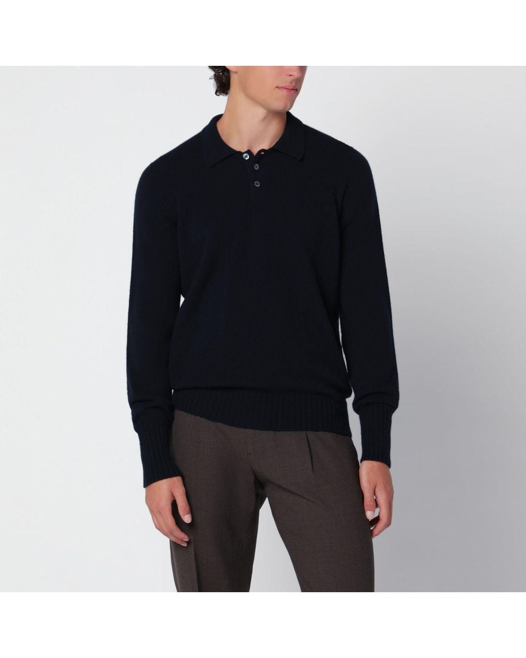 Drumohr Black Wool Polo Shirt for men