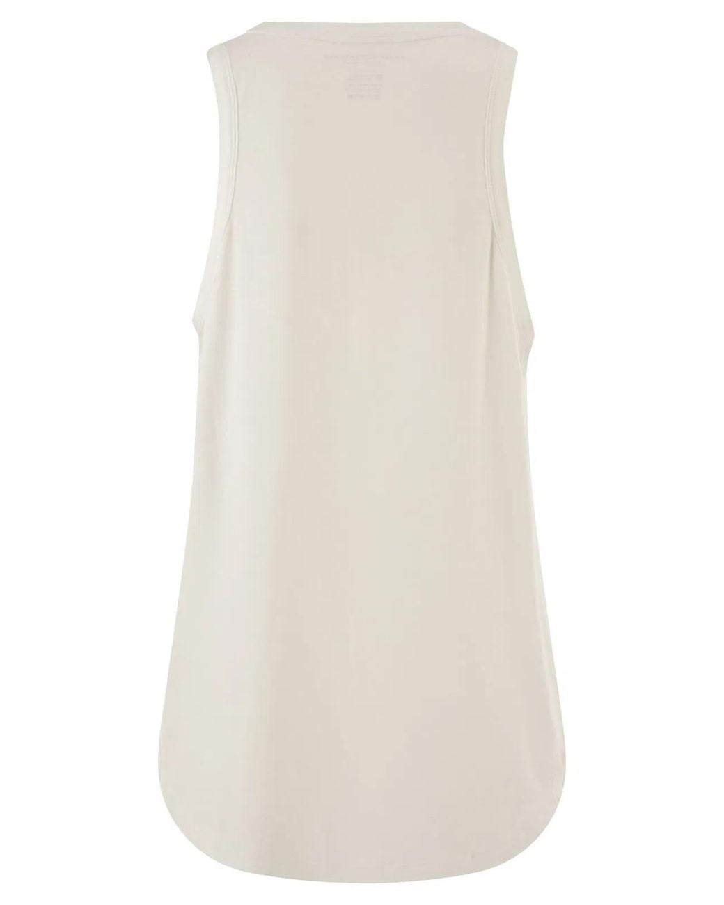 Majestic White Sleeveless Stretch Viscose Top With Wide Neckline