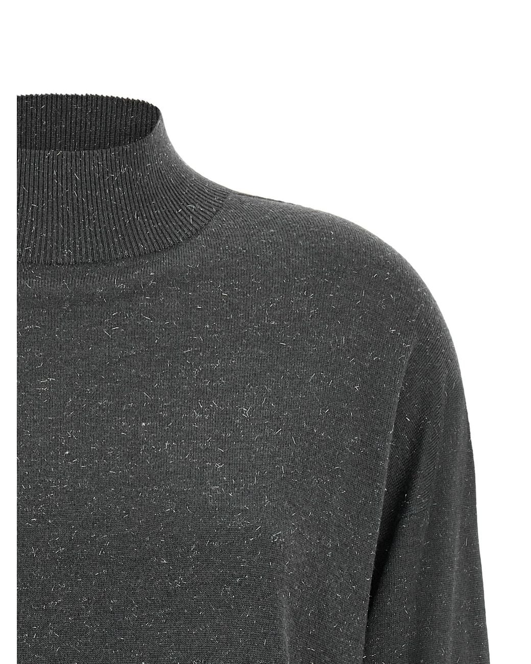 Peserico Gray Lamé Thread Turtleneck Sweater