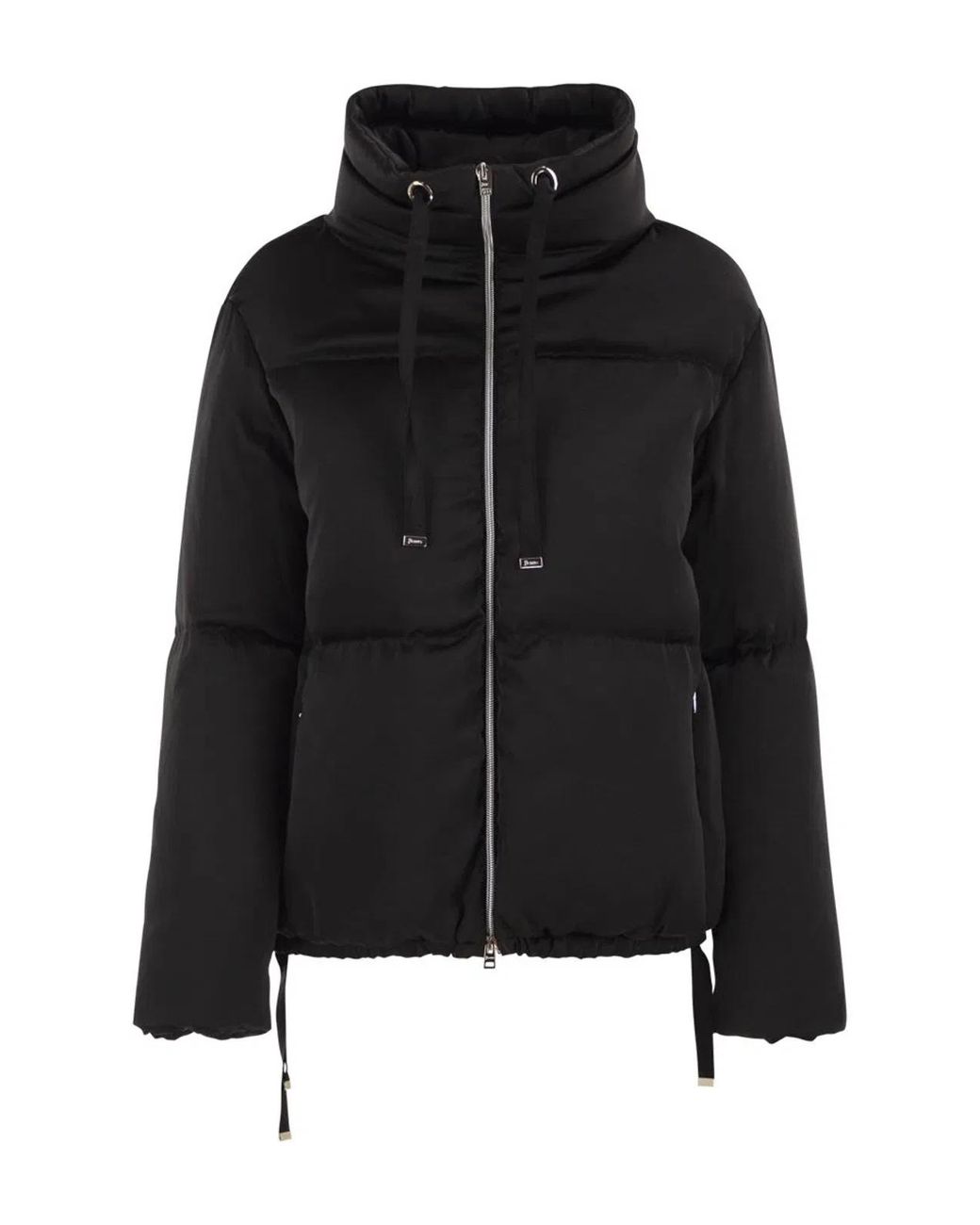 Herno Black High-Neck Down Jacket With Drawstring Collar