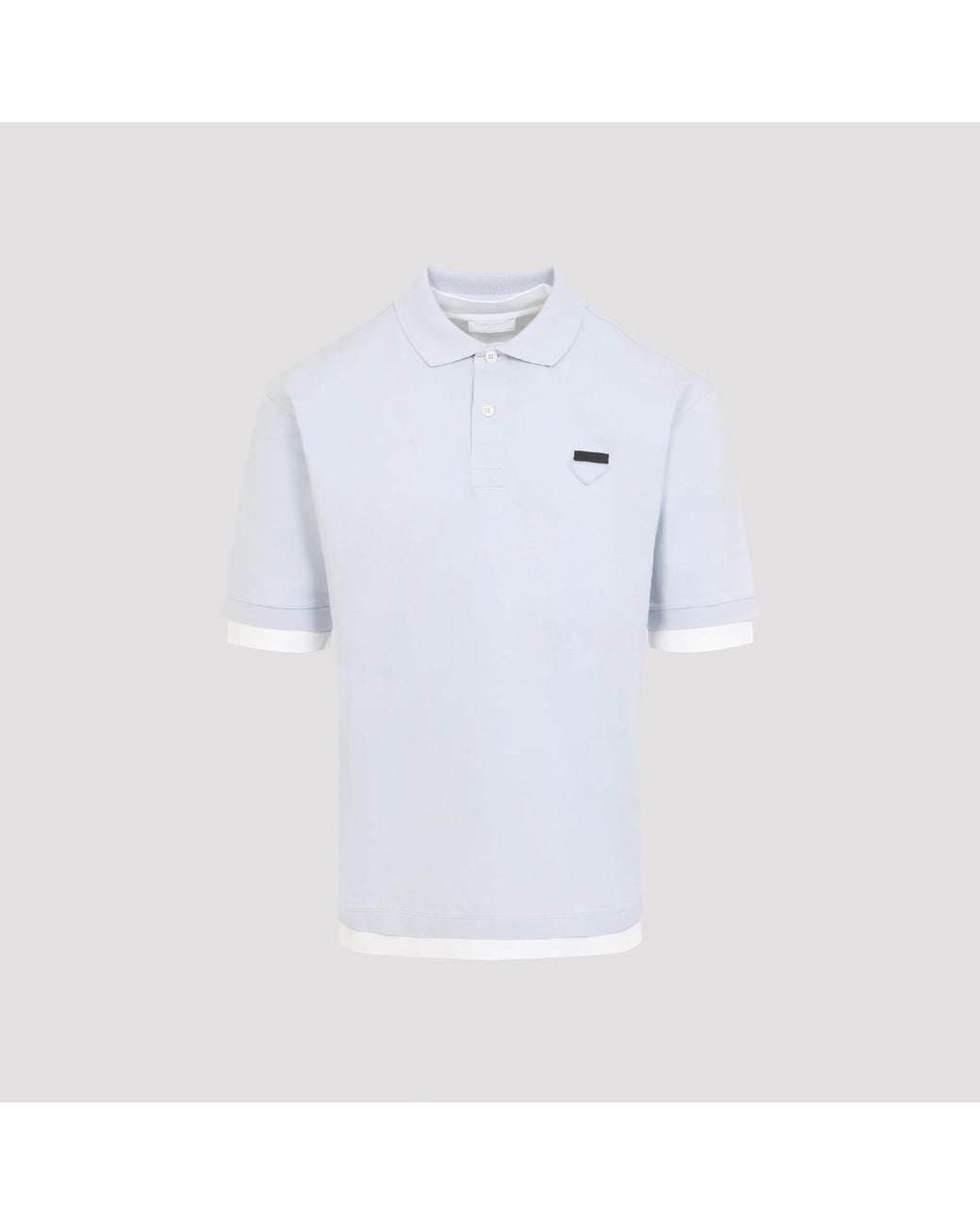 Prada Blue Powder Piquet Polo Shirt for men