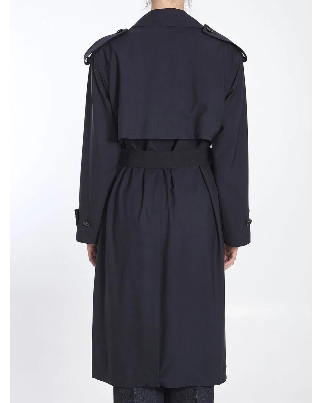 Bottega Veneta Blue Fine Wool Trench Coat