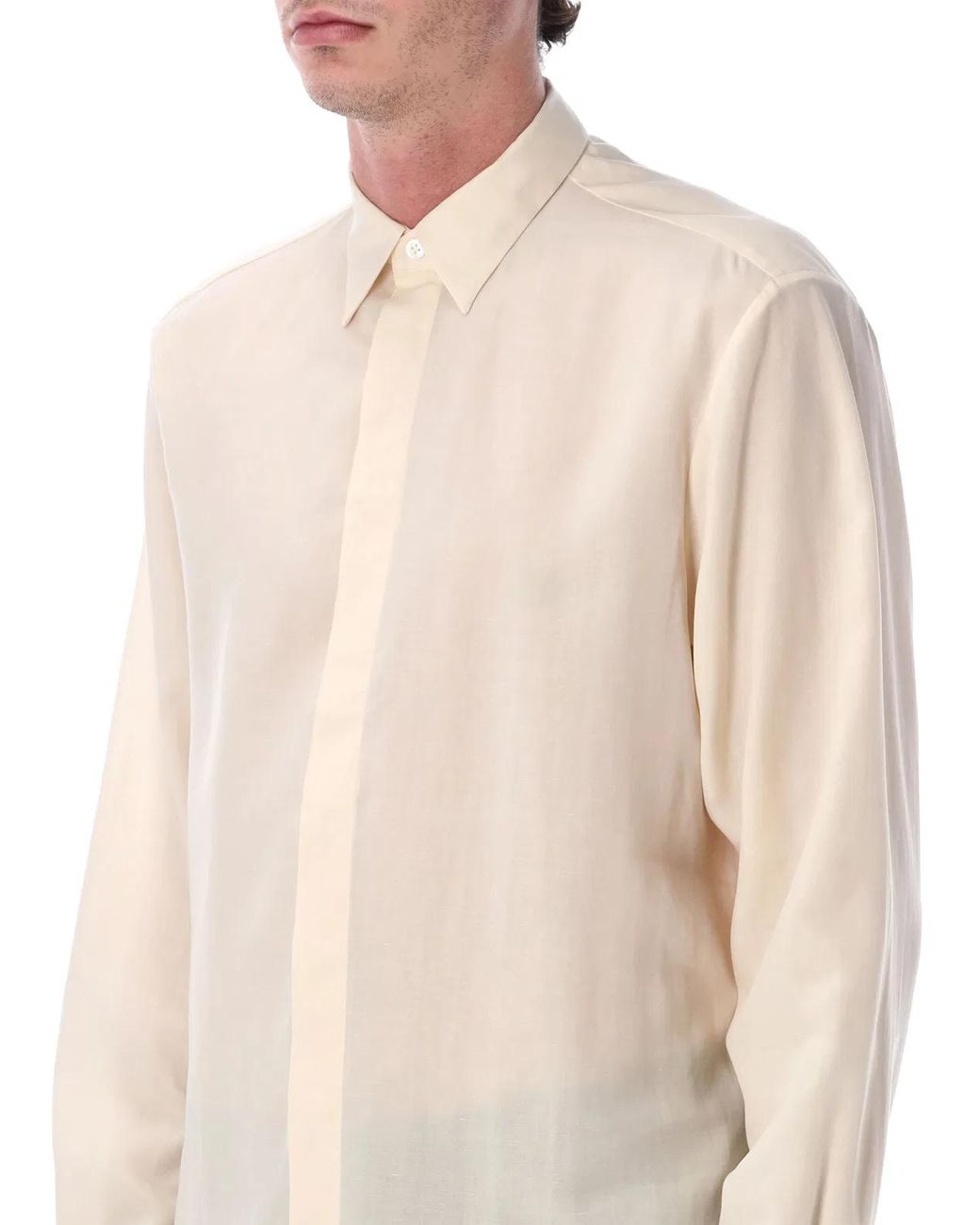 Lardini Natural Oversized Linen & Lyocell Shirt for men