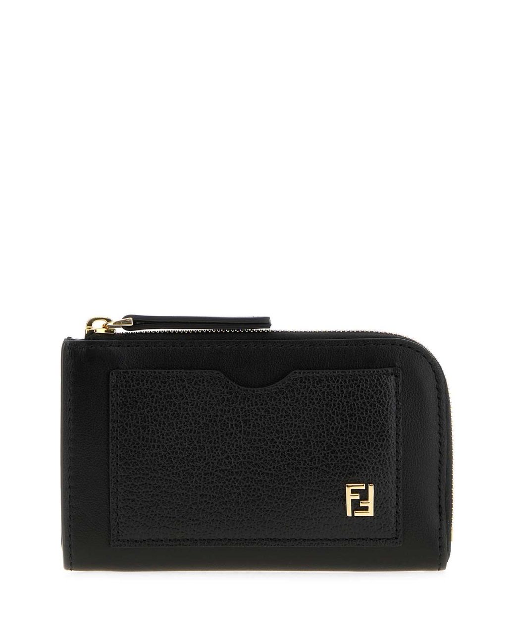 Fendi Black Leather Ff Card Holder