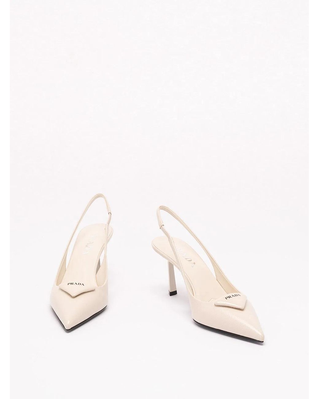 Prada White Patent Leather Slingback Pumps