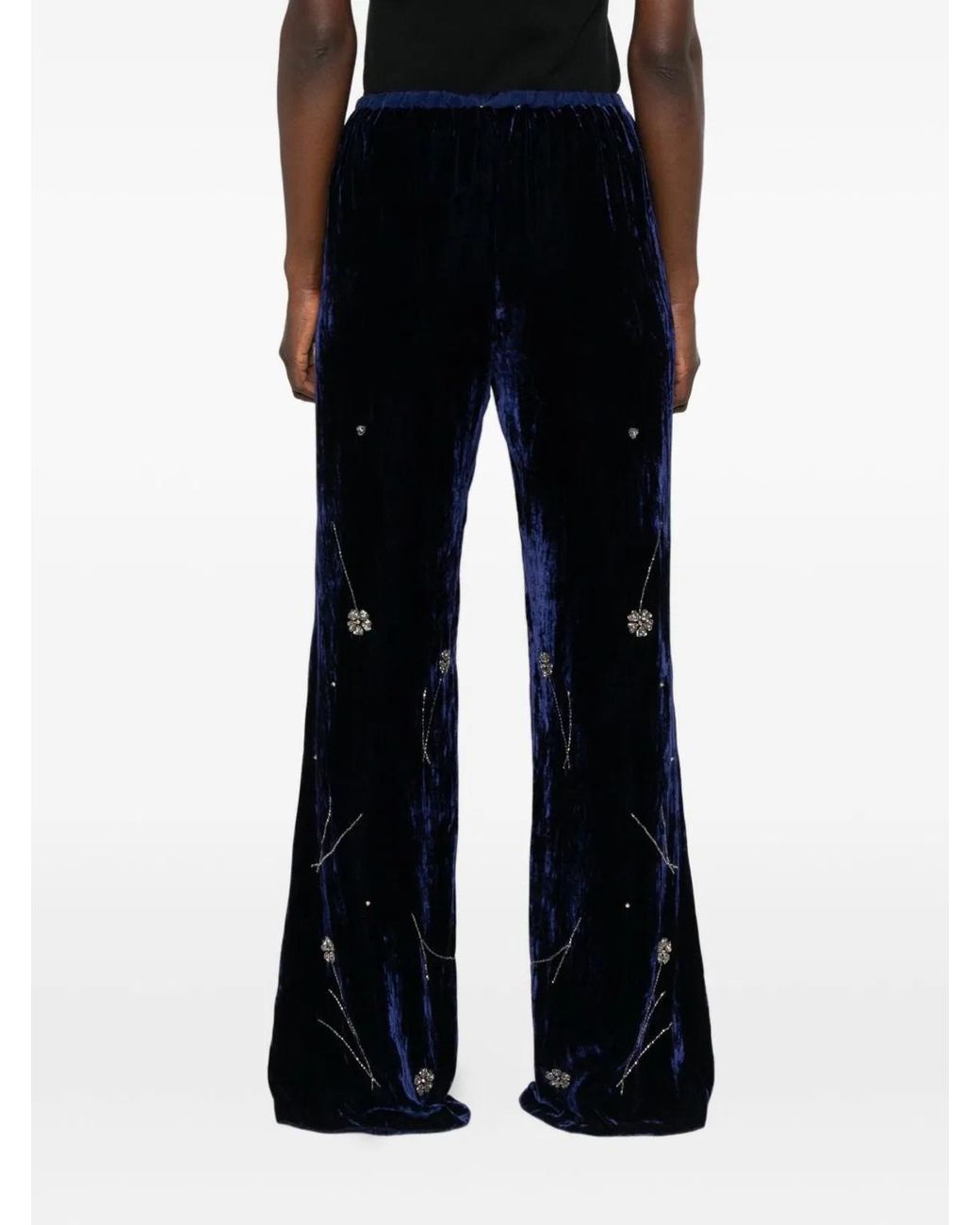 Forte_forte Black Embroidered Velvet Trousers