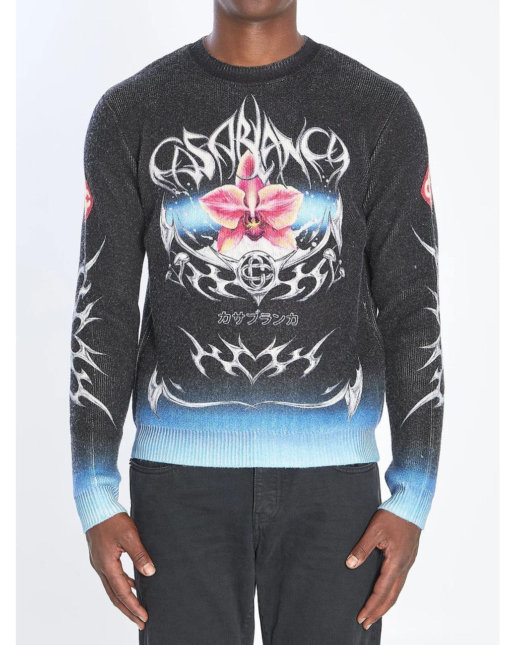 Casablanca Gray Sweater With Blades Print for men