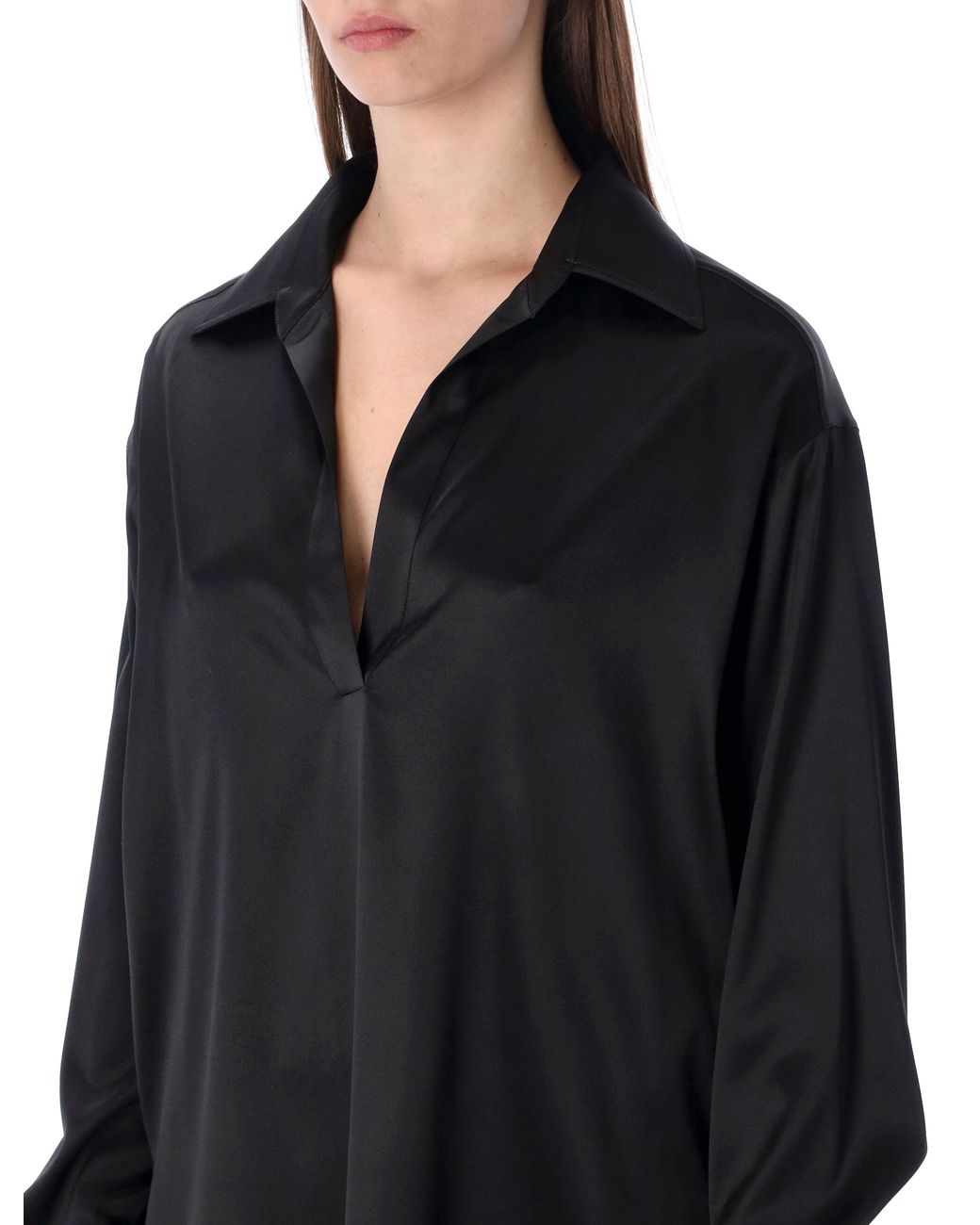 Tom Ford Black Slk Stin Plo With Tonal Tf Logo
