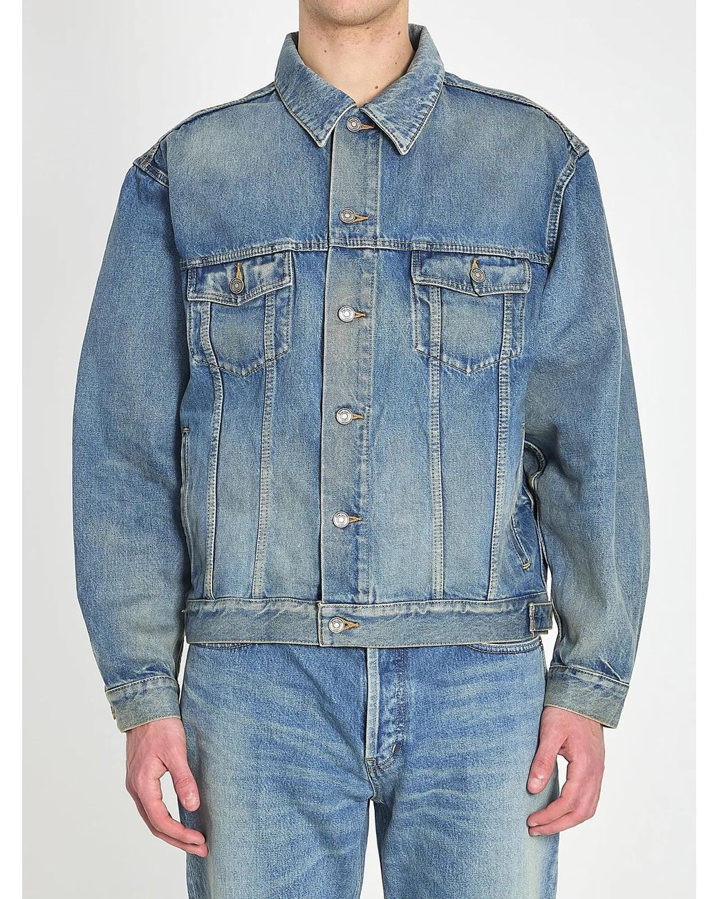 Saint Laurent Blue Trucker Faded Denim Jacket for men