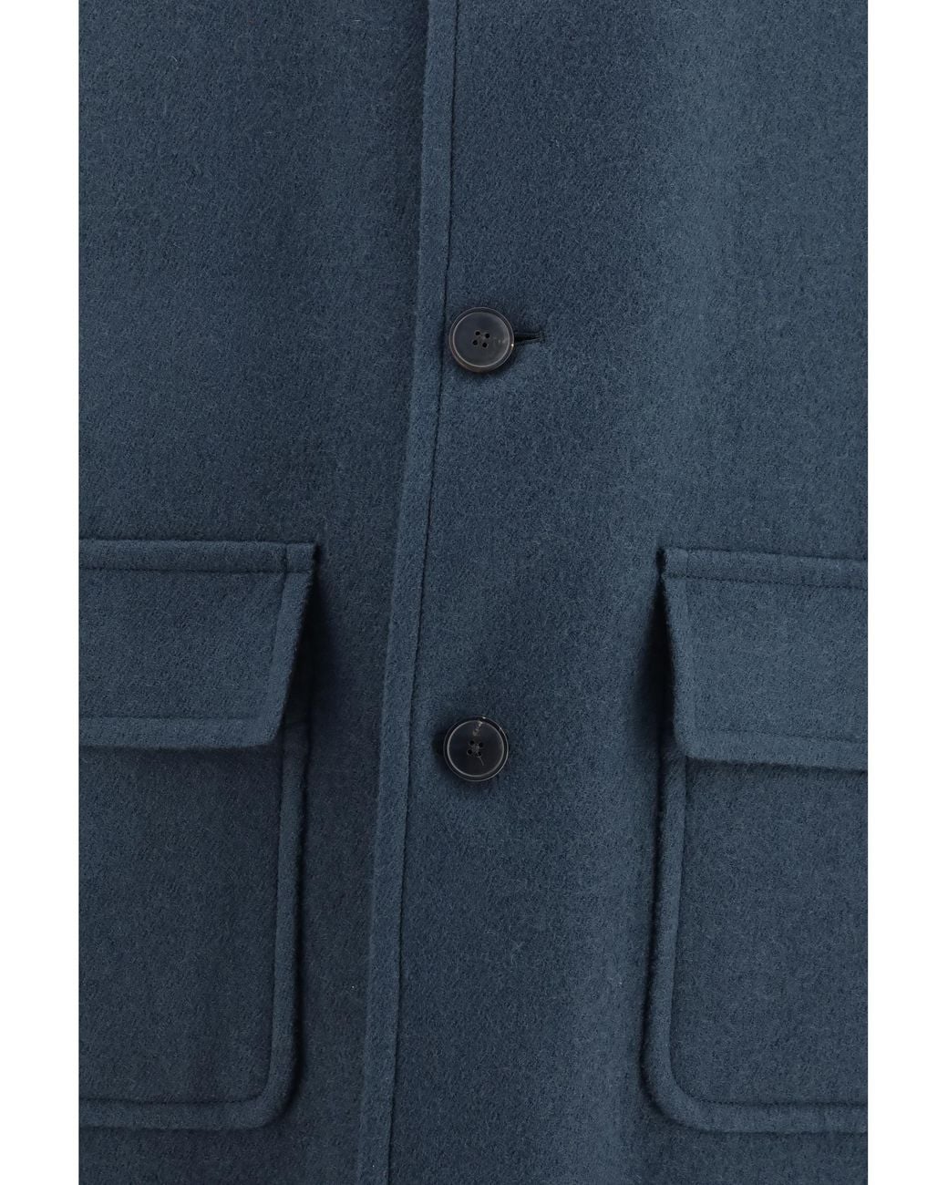 Dries Van Noten Blue Coat Long Single-Breasted Merino Wool for men