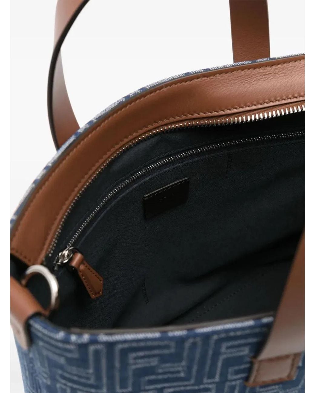 Fendi Blue Canvas And Leather Shopping Bag for men