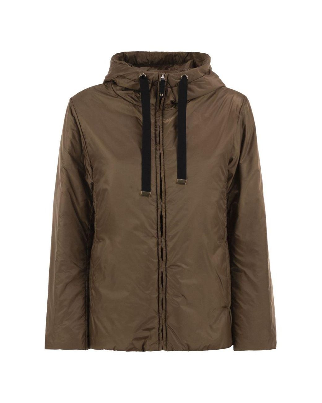 Max Mara Brown Padded Drawstring-Hood Jacket