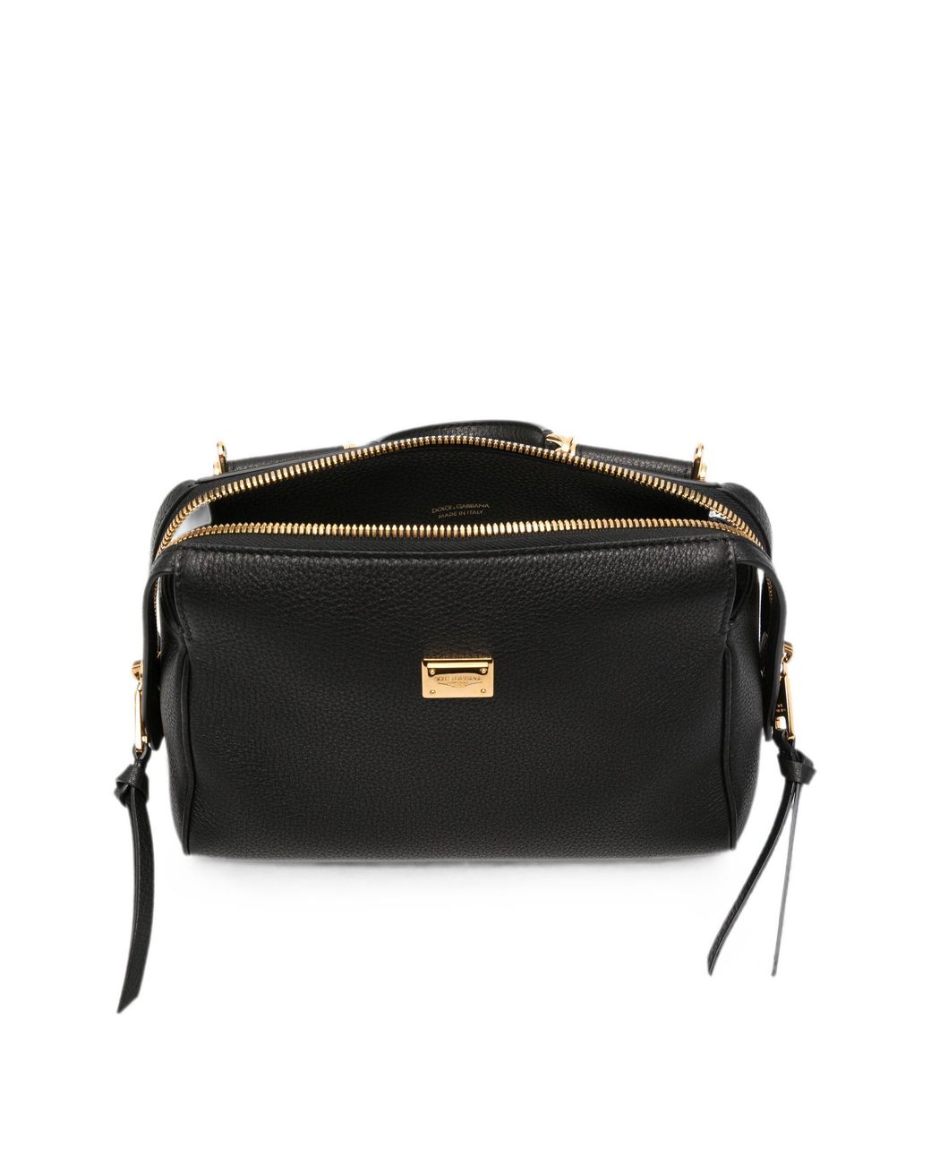 Dolce & Gabbana Black Dolce & Gabbana Vittoria Calfskin Top Handle Bag