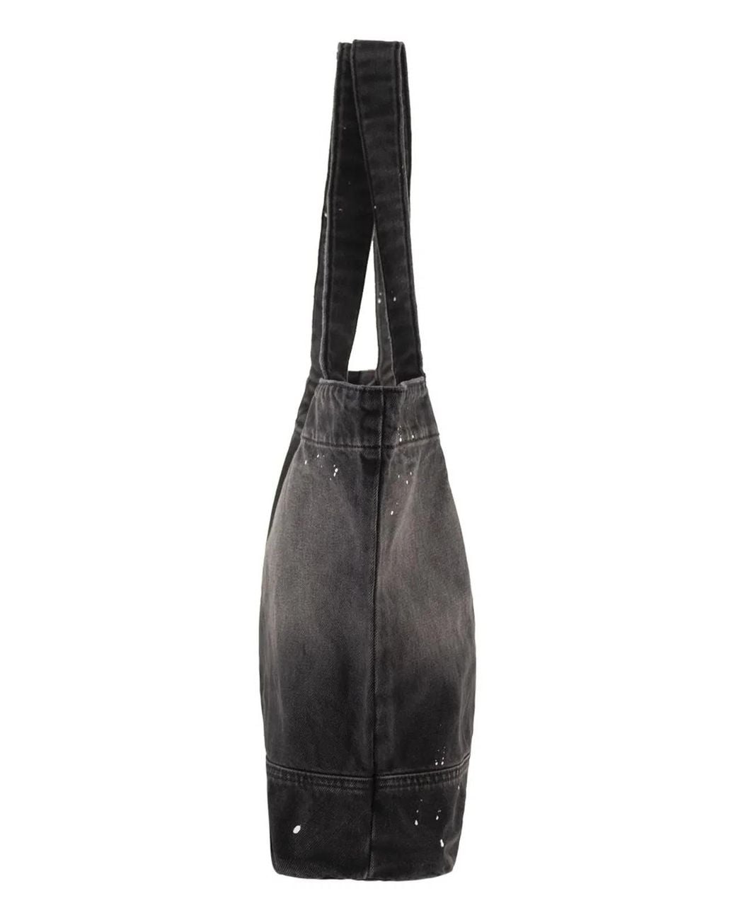 Carhartt Black Washed Denim Tote Bag With Paint Splatter Detail
