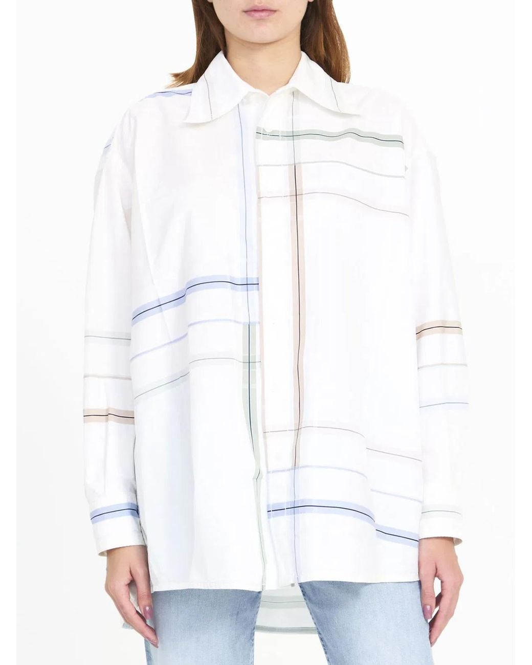Bottega Veneta White Check Shirt For
