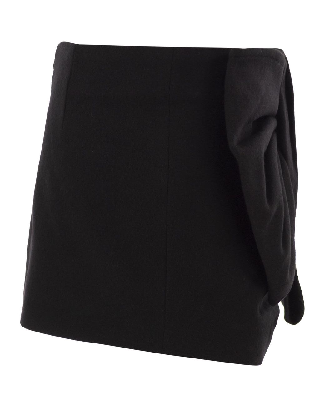 7 For All Mankind Black Wool Blend Mini Skirt With Oversized Bow
