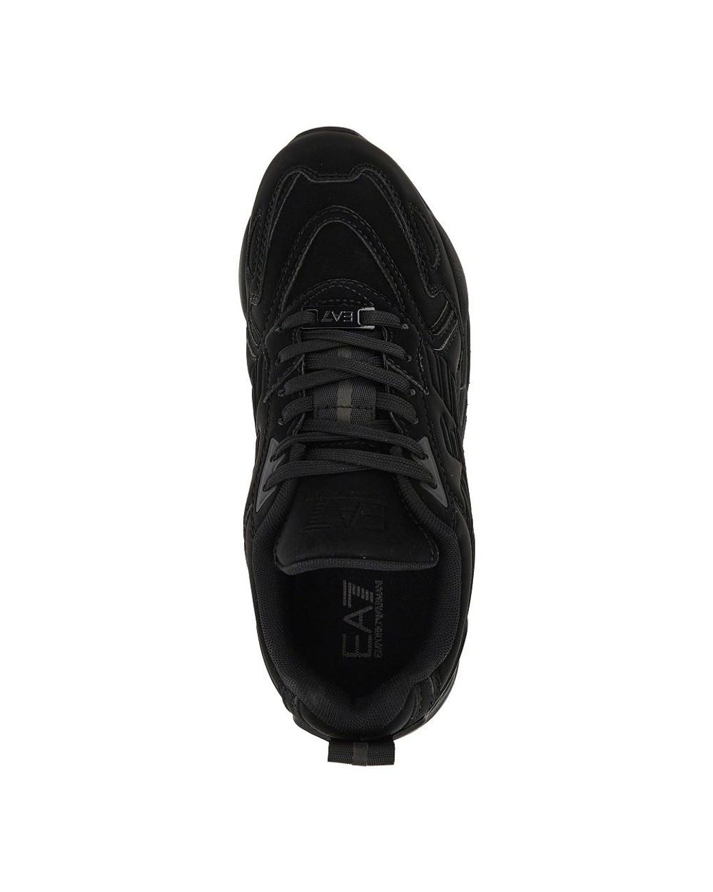 EA7 Black Coated Nylon Sneakers With Eagle Logo for men