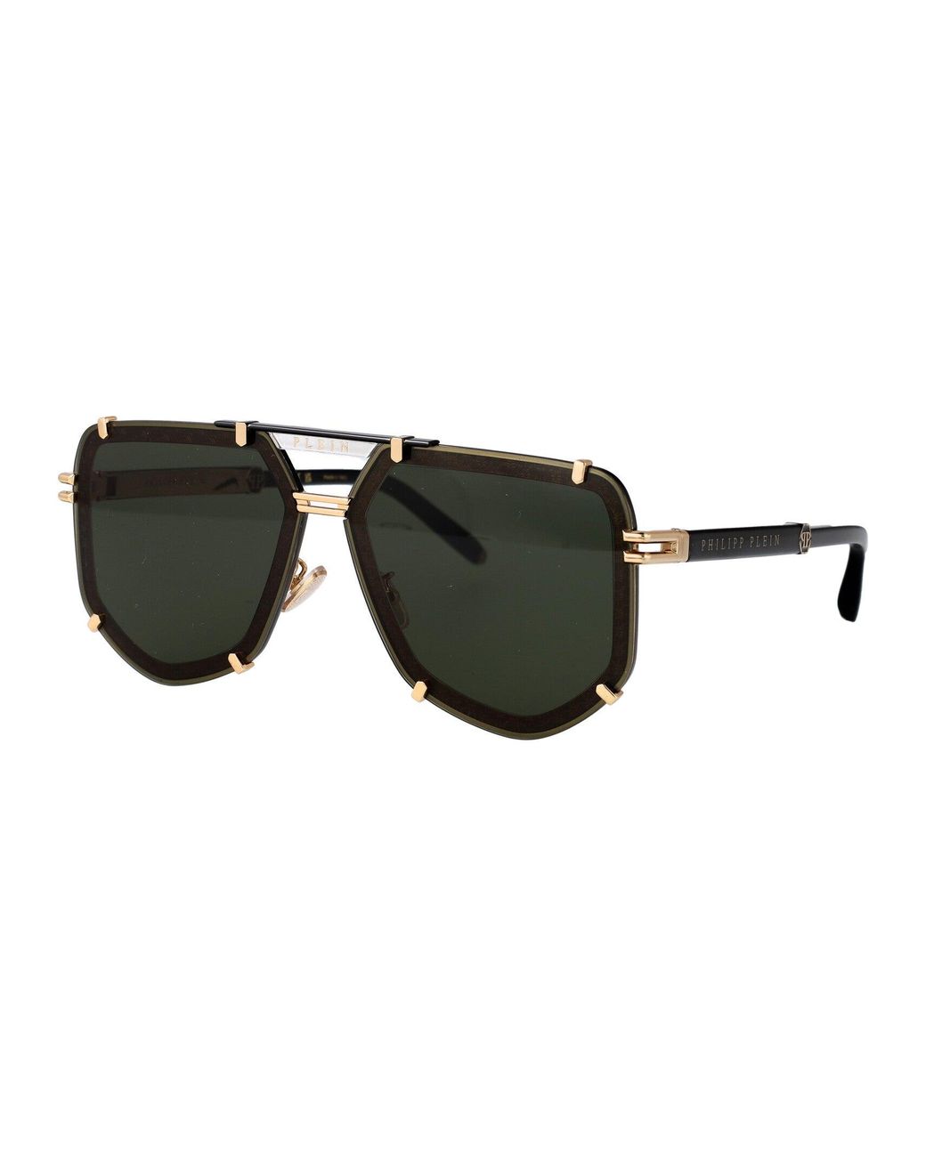 Philipp Plein Green Metal Sunglasses