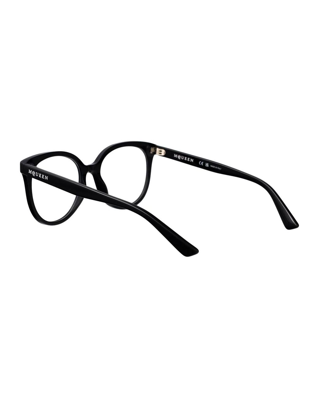 McQueen Black Transparent Recycled Acetate Glasses