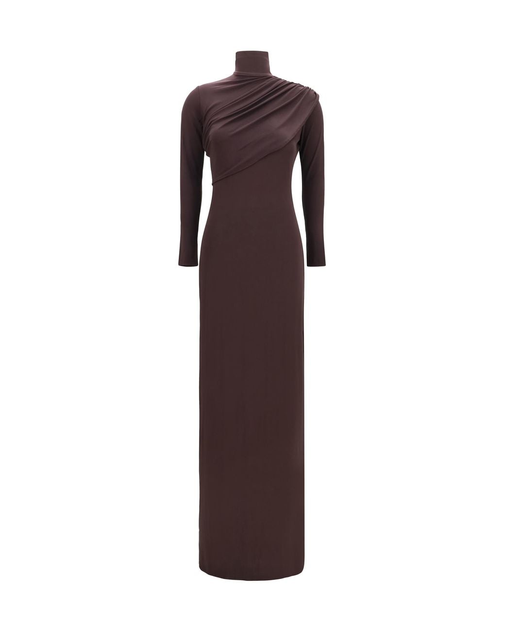 Courreges Brown Twist High Neck Jersey Dress