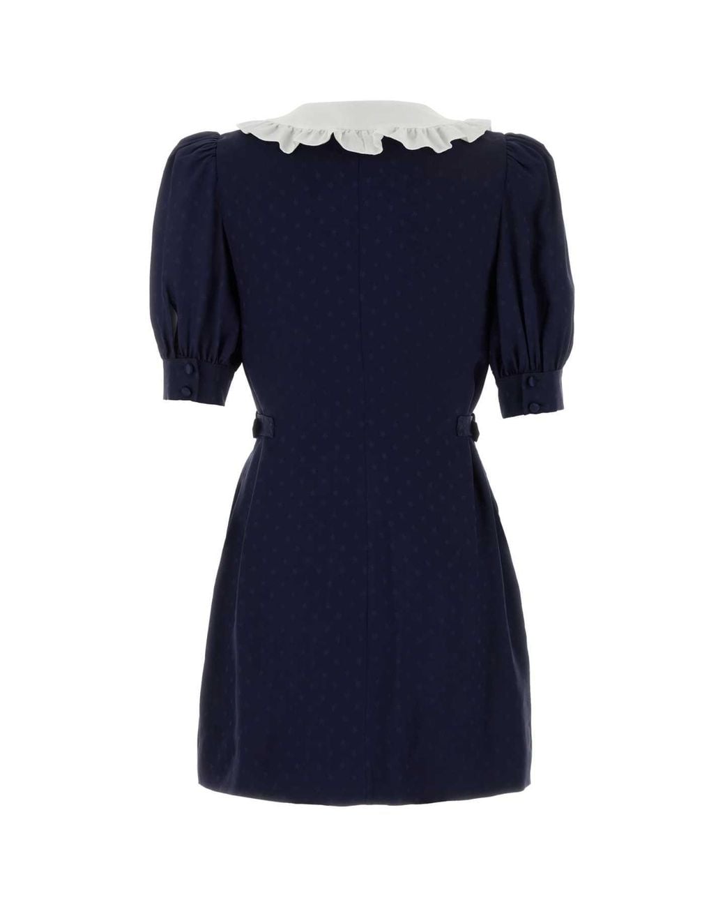 Alessandra Rich Blue Silk Jacquard Mini Dress With Buckles