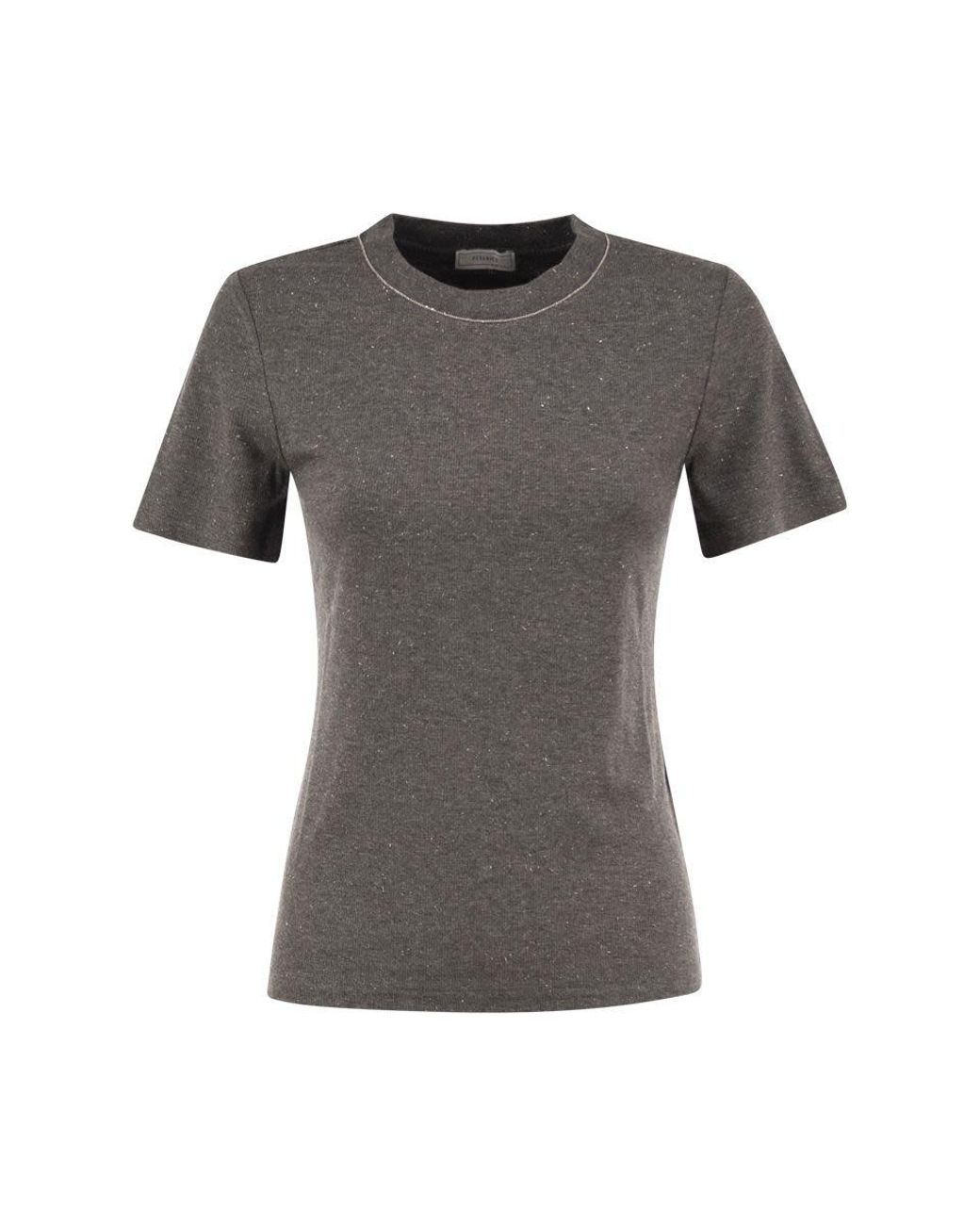 Peserico Gray Viscose Jersey T-Shirt With Lurex