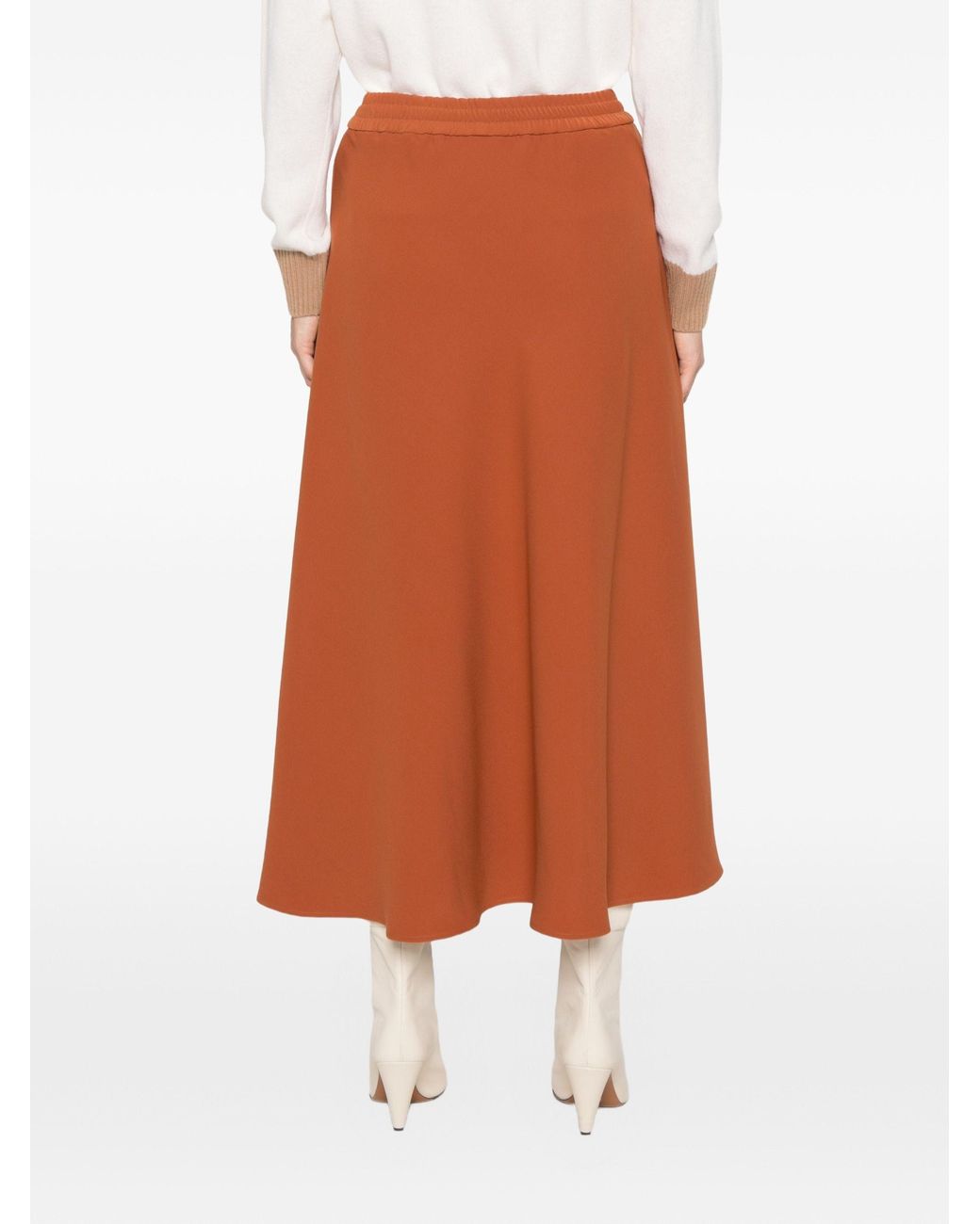 Herno Brown Drawstring-Fastening Maxi A-Line Skirt