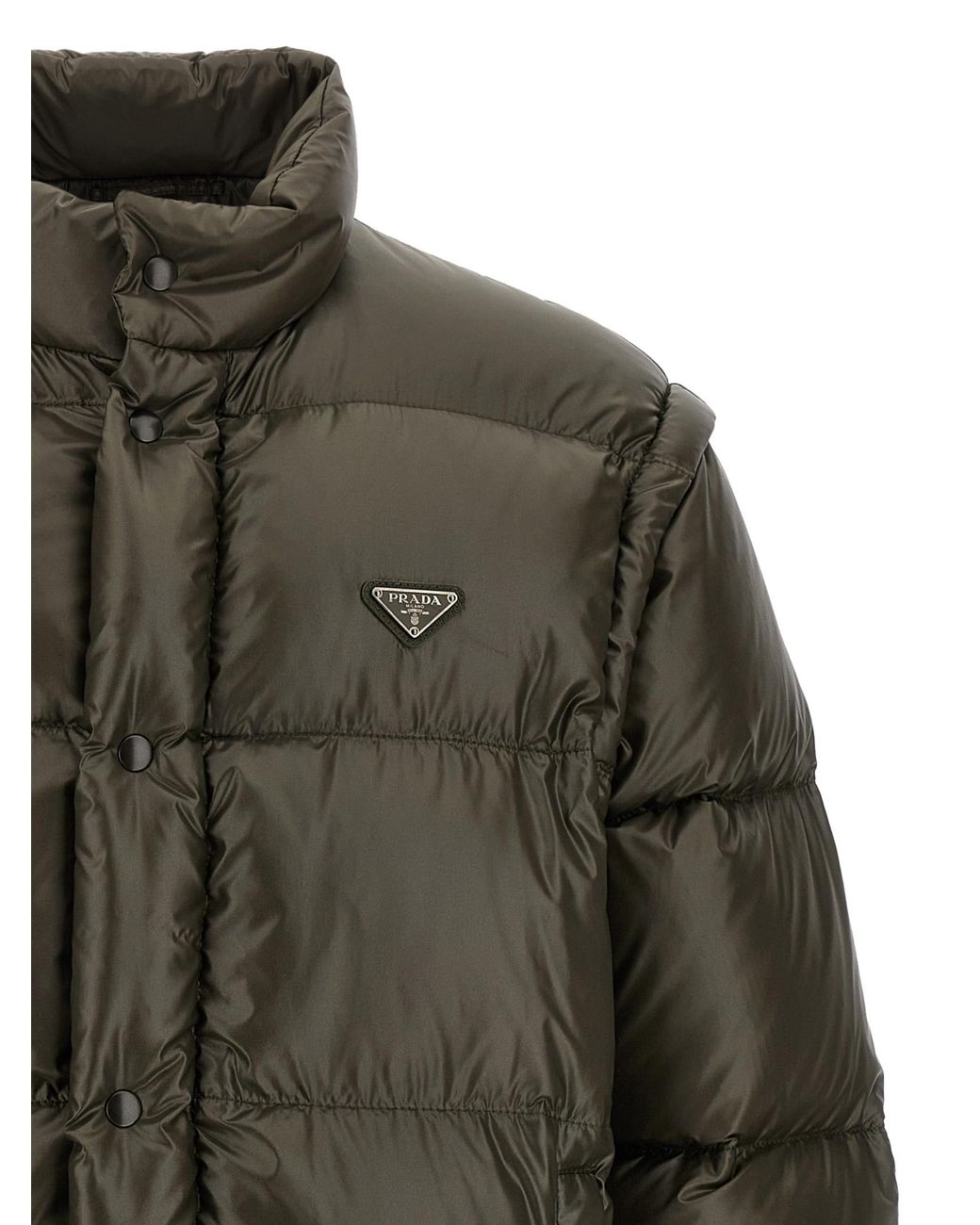 Prada Green Recycled Polyamide Full-Length Jacket for men