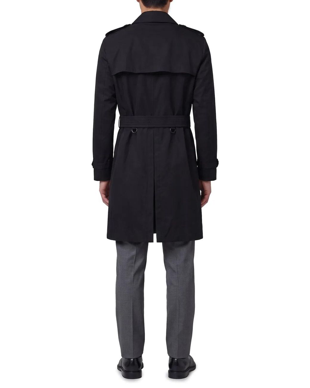 Burberry Black Mid-Length Heritage Kensington Trench Coat for men