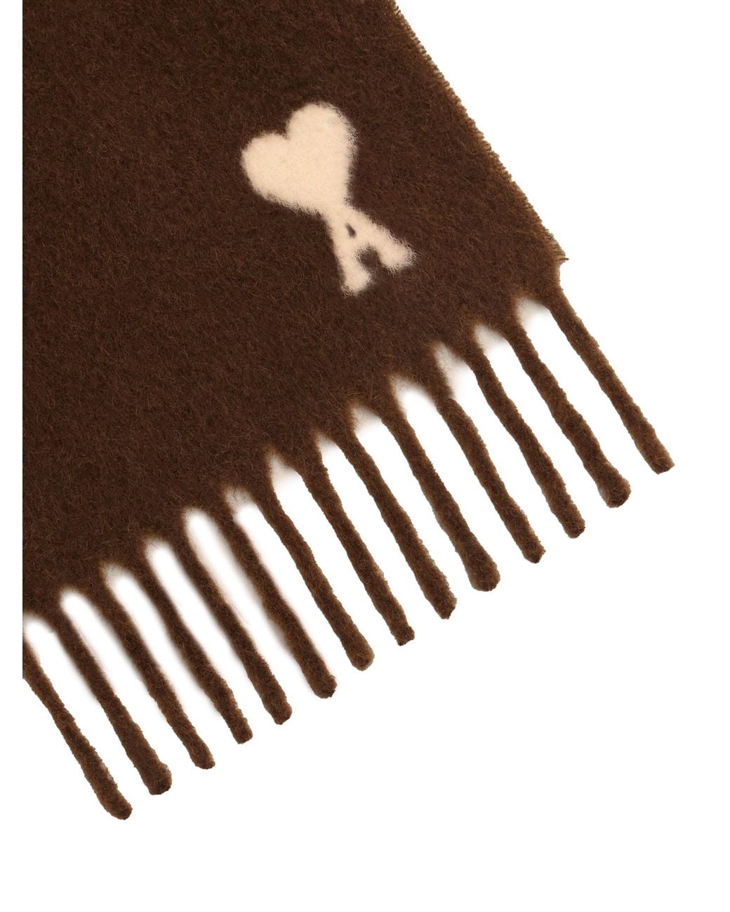 AMI Brown Alpaca Ami De Coeur Scarf for men