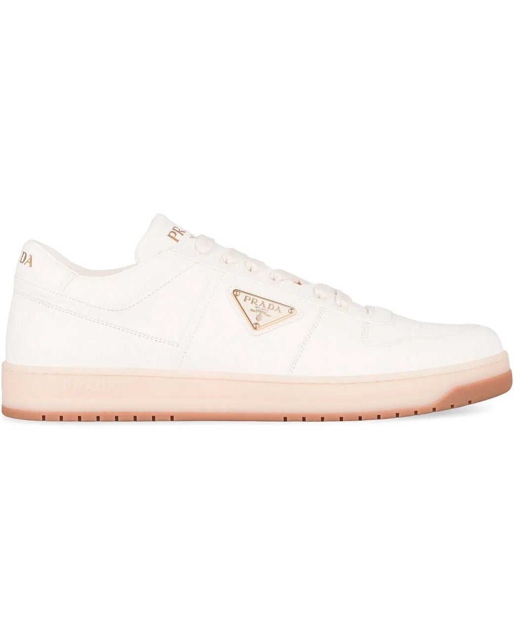 Prada White Downtown Leather Sneakers for men
