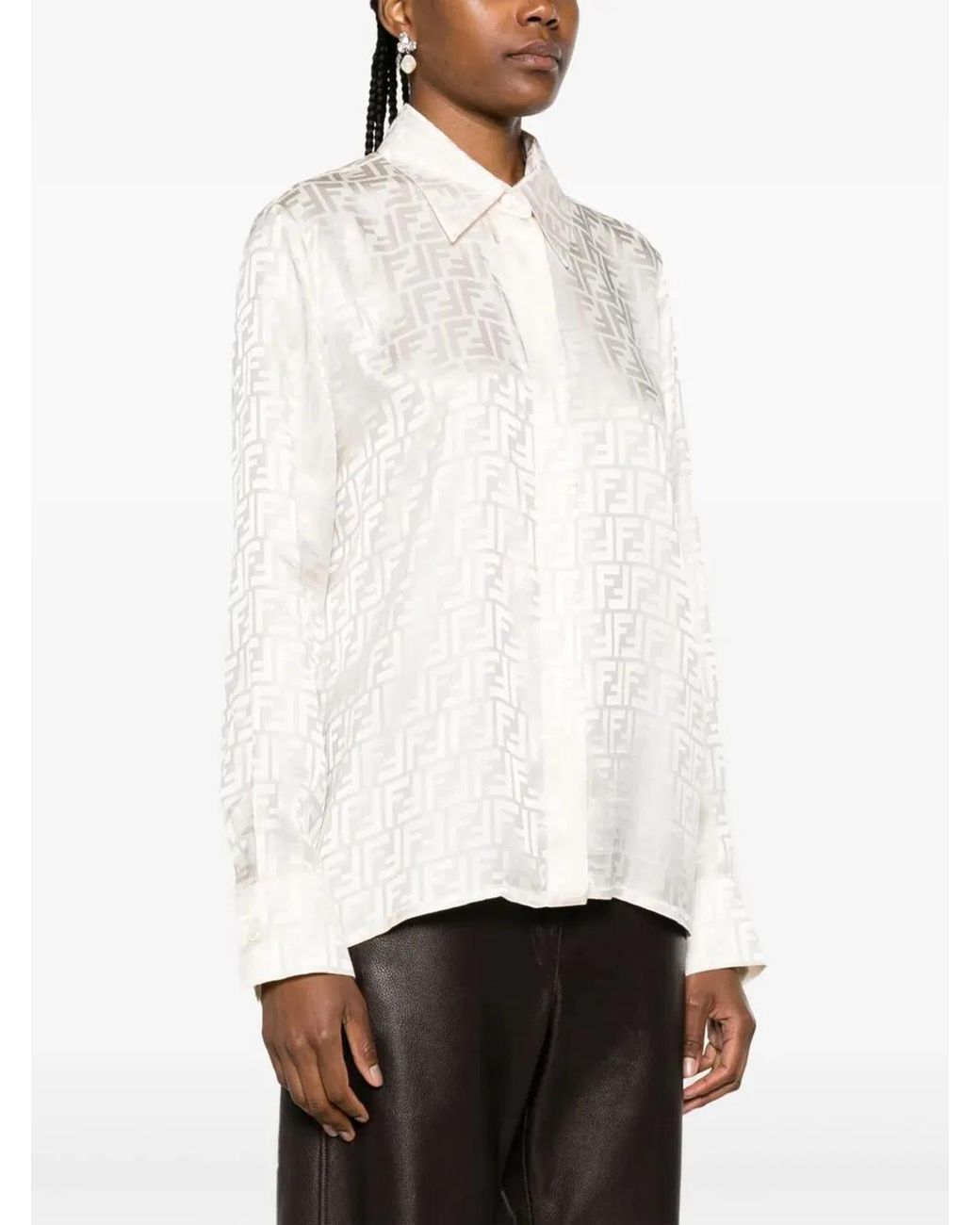 Fendi White Silk Ff Shirt