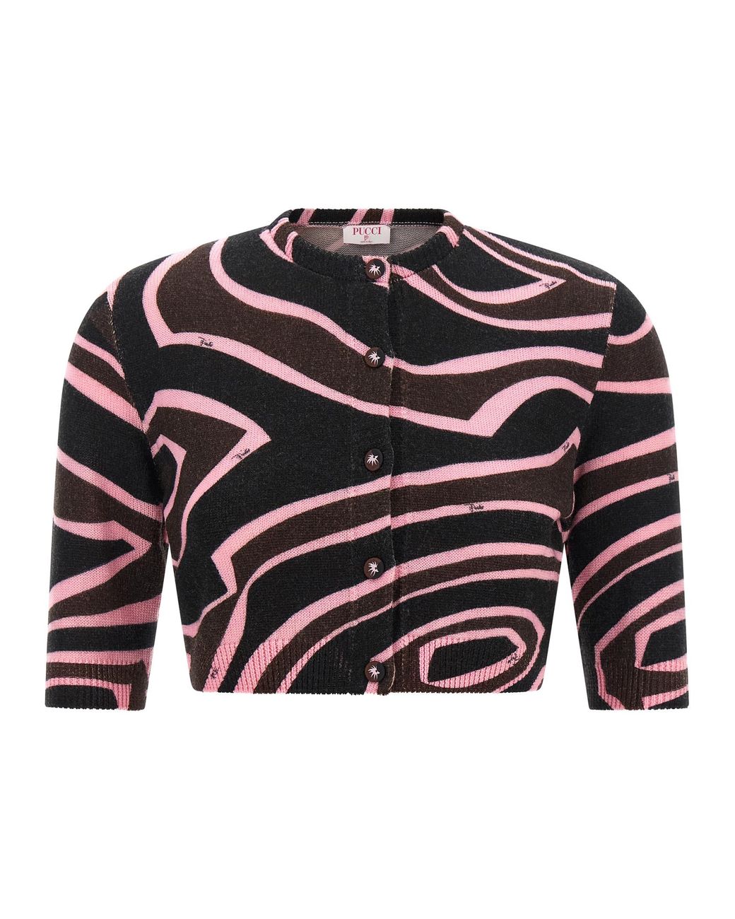 Emilio Pucci Black 'Onde' Cropped Cardigan