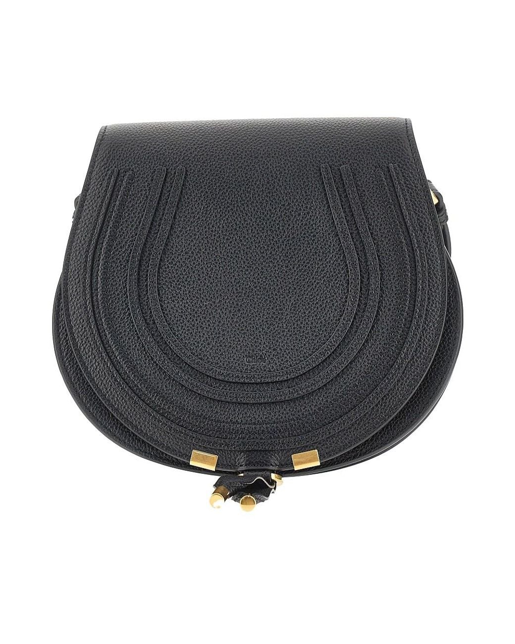 Chloé Gray Grained Leather Marcie Saddle Bag