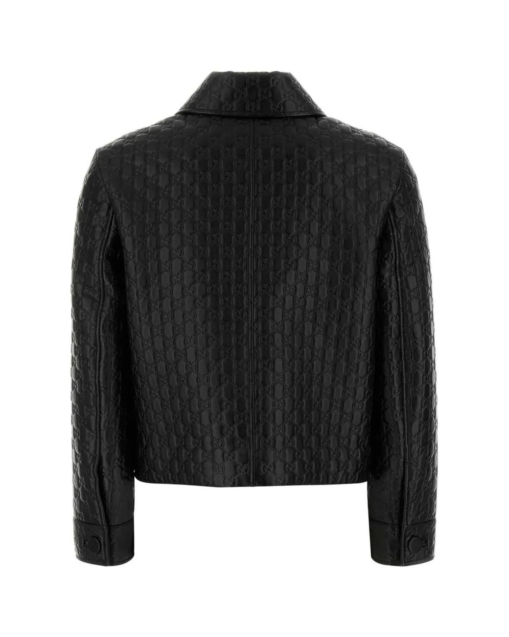 Gucci Black Leather Jacket With Gg
