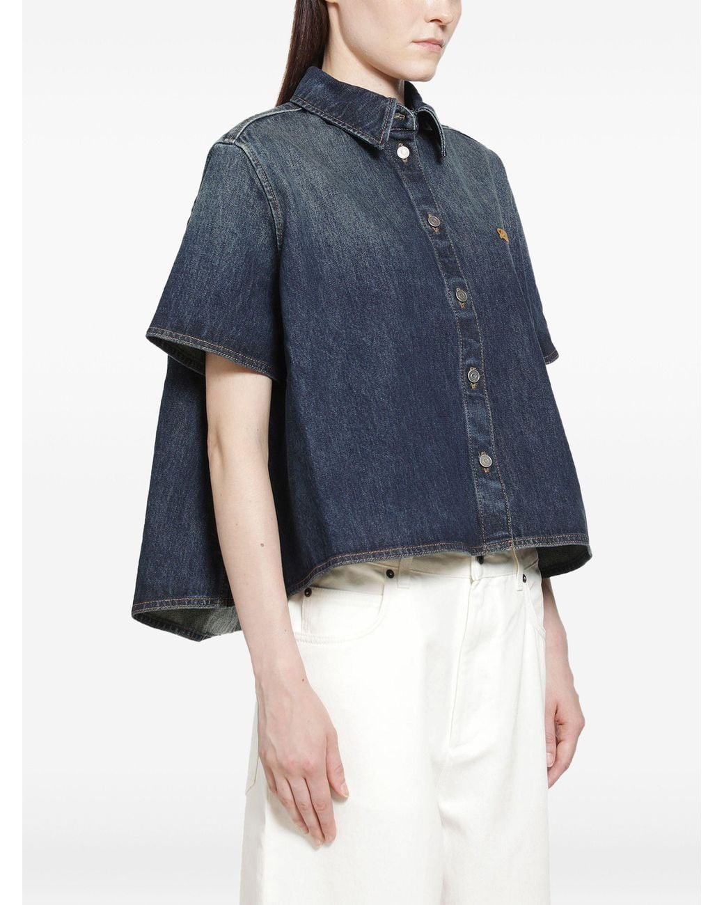 Loewe Blue Short Sleeve Denim Trapeze Shirt