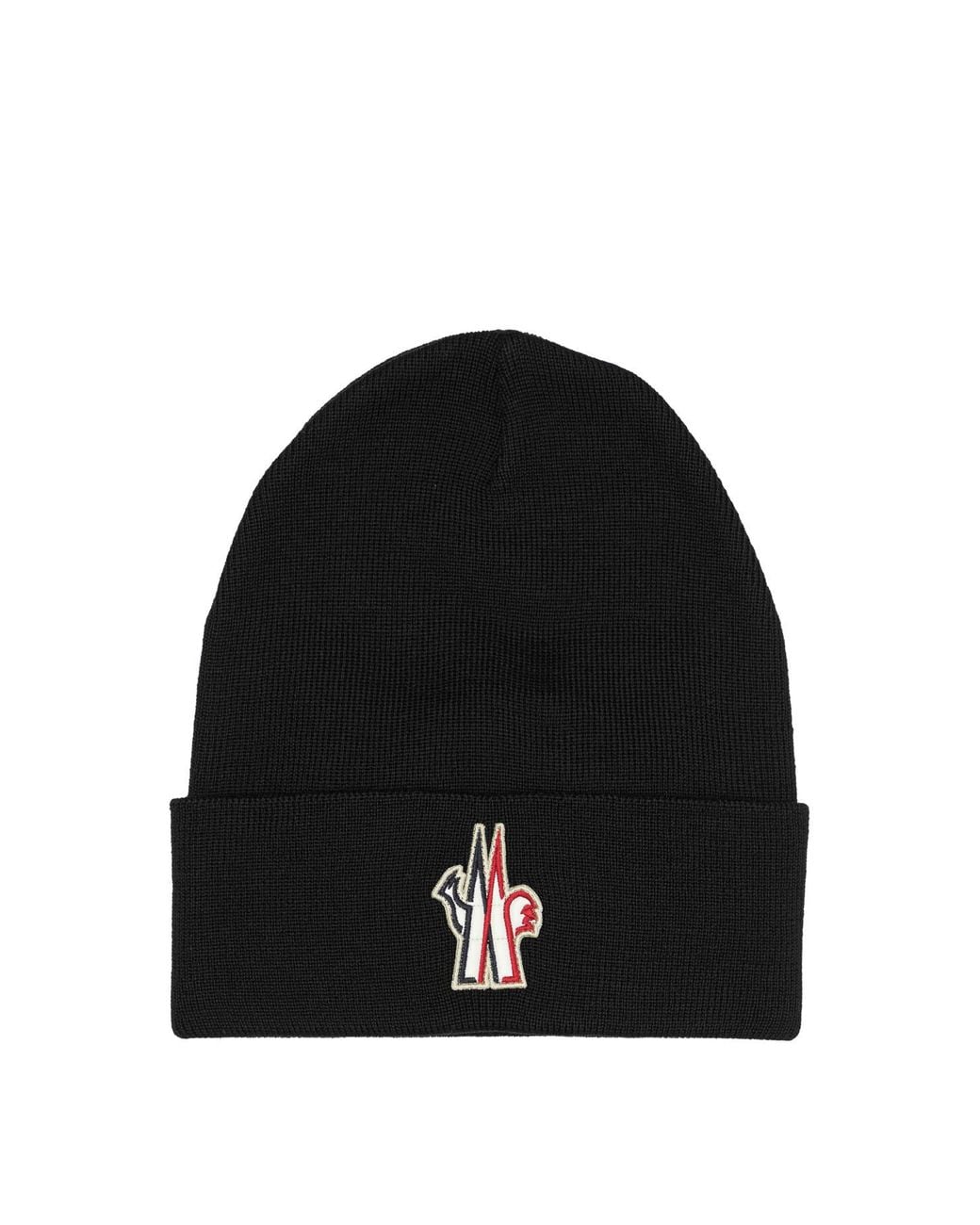 Moncler Black Wool Beanie With Logo for men
