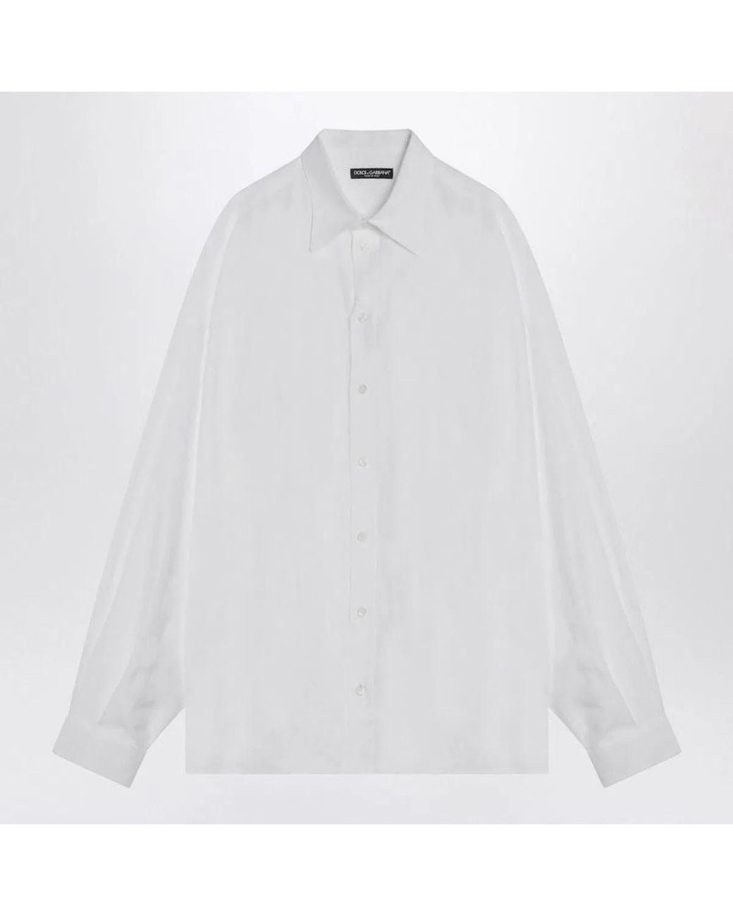 Dolce & Gabbana White Dolce & Gabbana Linen Shirt for men