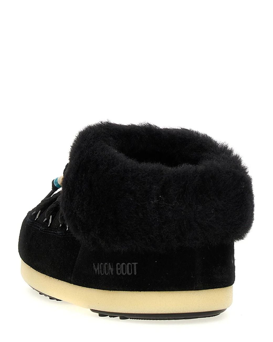 Moon Boot Black 'Mule Suede Beads' Ankle Boots