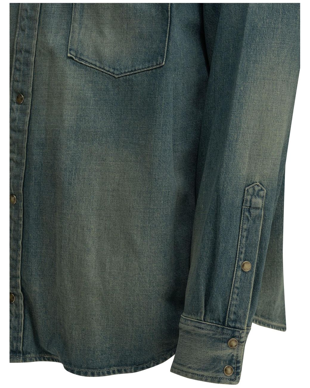 A.PRESSE Green Lightblue Cotton Casual Shirt for men